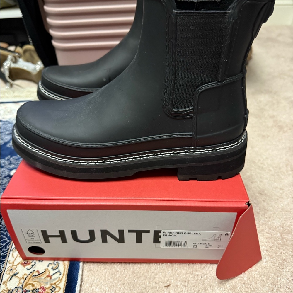 Hunter Black Refined Chelsea Boots